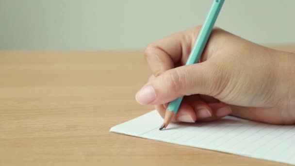 Woman Writes Pencil Paper Broken Pencil Mistake Error Concept — Stock video
