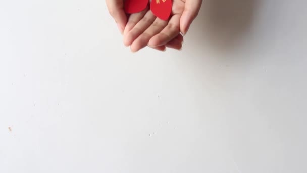 Tangan Memegang Paru Paru Bentuk Yang Terbuat Dari Kertas Pada — Stok Video