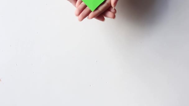 Hand Holding Green Heart White Background Love World Next Generation — Stock video