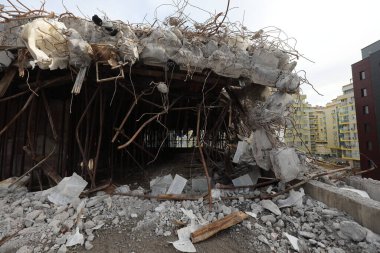 Sofya, Bulgaristan - 8 Kasım 2021: Sofya, Bulgaristan 'da Yıkım Binası