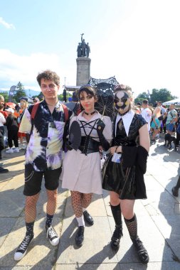 Sofya, Bulgaristan - 18 Haziran 2022: Sofya 'da düzenlenen yıllık LGBT Sofya Onur etkinliğine LGBT hakları lezbiyen, eşcinsel, transseksüel ve biseksüel destekleme amaçlı insanlar 15. kez katılıyor