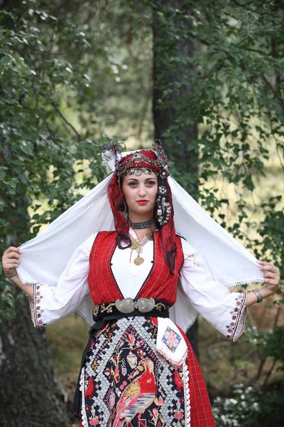 Koprivshtica Bulgaria August 2022 People Traditional Folk Costume National Folklore — Fotografia de Stock