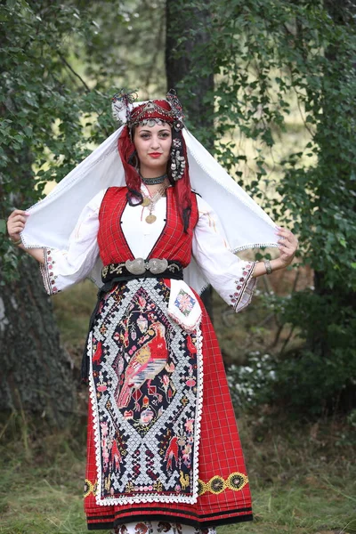 Koprivshtica Bulgaria August 2022 People Traditional Folk Costume National Folklore — Fotografia de Stock