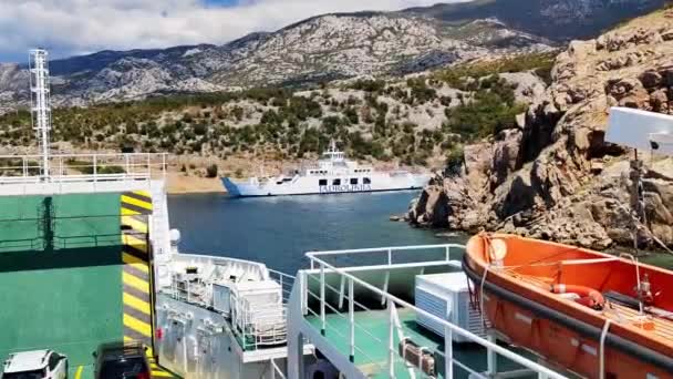 Pag Prizna Croatia July 2022 View Ferry Leaving Croatian Port — Stockvideo