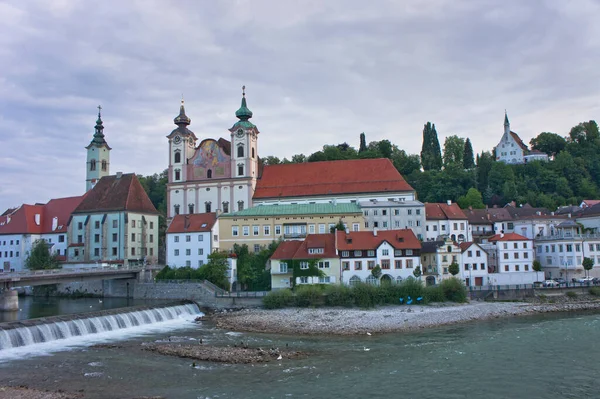 Steyr Vista Ciudad Vieja Por Río Austria Europa —  Fotos de Stock