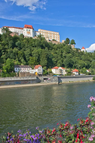 Passau Vista Ciudad Vieja Por Río Baviera Alemania Europa — Foto de Stock