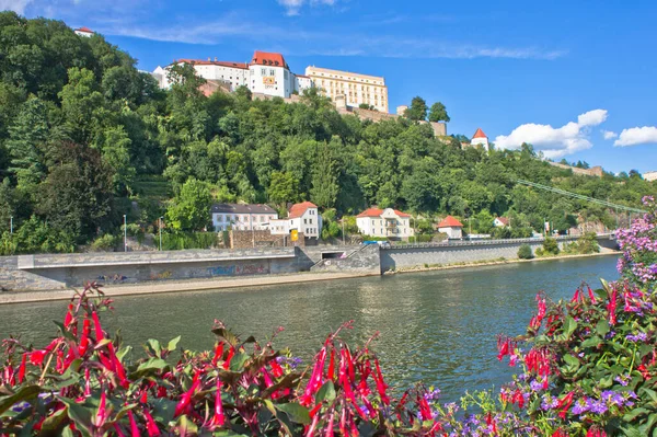Passau Vista Ciudad Vieja Por Río Baviera Alemania Europa — Foto de Stock