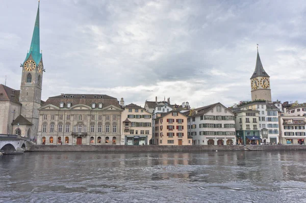 Zurich Pemandangan Kota Tua Oleh Danau Swiss Eropa — Stok Foto