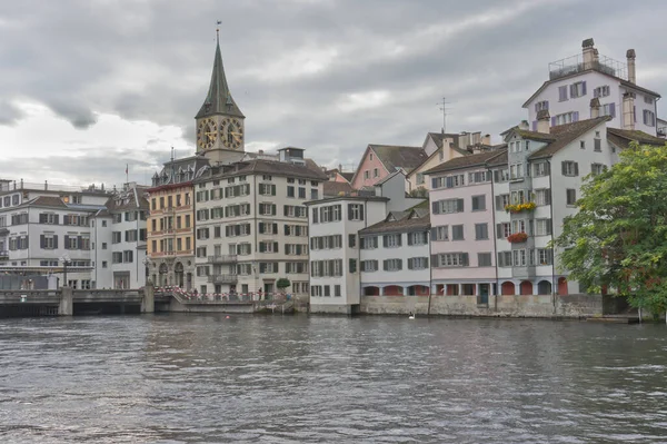 Zurich Pemandangan Kota Tua Oleh Danau Swiss Eropa — Stok Foto