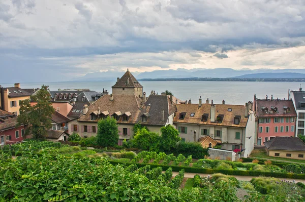 Nyon Eski Şehir Panoramik Manzarası Sviçre Avrupa — Stok fotoğraf