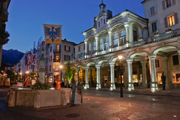 Sion Gamla Stan Gatuvy Natten Schweiz Europa — Stockfoto