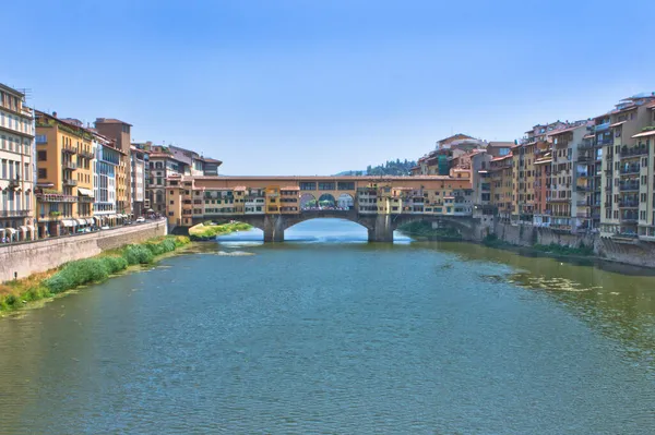 Florença Ponte Vecchio Vista Cidade Velha Junto Rio Itália Europa Imagem De Stock