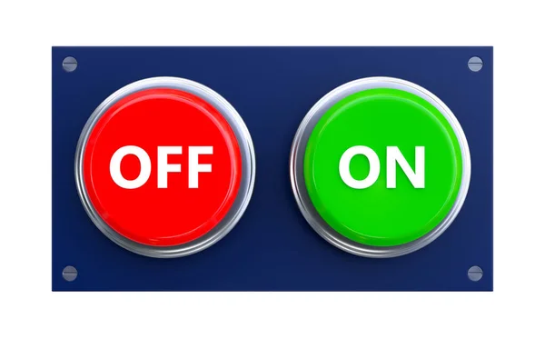 Panel Red Button Green Button Isolated White — Stock Photo, Image