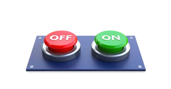 Panel Red Button Green Button Isolated White — Stock Photo, Image