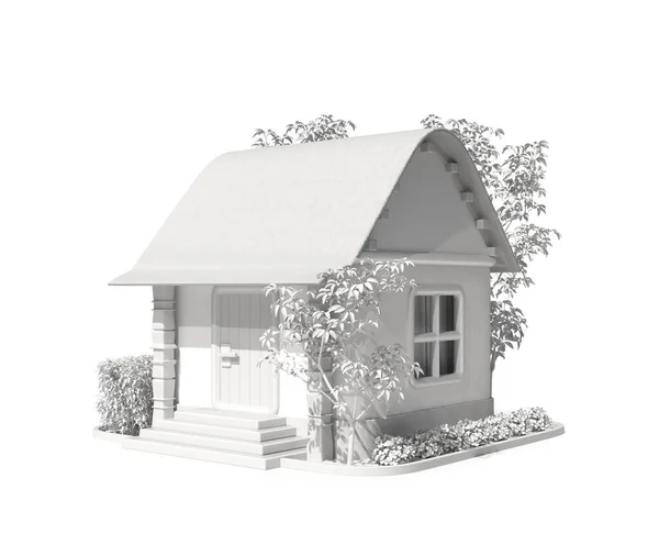 Home White House White Background Cartoon Style Renderi — Stockfoto