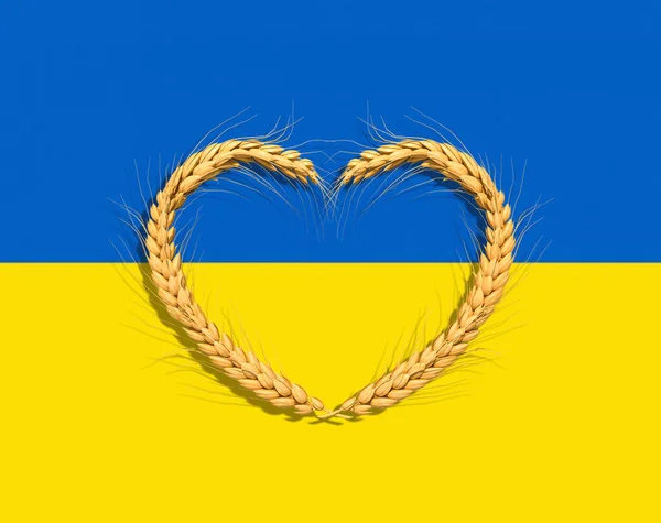 Spikelets Ucrânia Spikelets Forma Coração Isolado Fundo Branco Ilustração Fotografias De Stock Royalty-Free