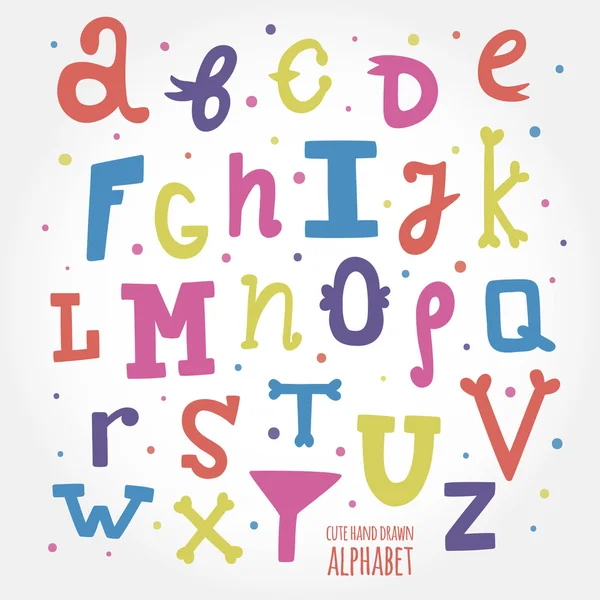 Vielfarbiges handgezeichnetes Alphabet. — Stockvektor