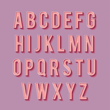 Retro type font. 3d letters