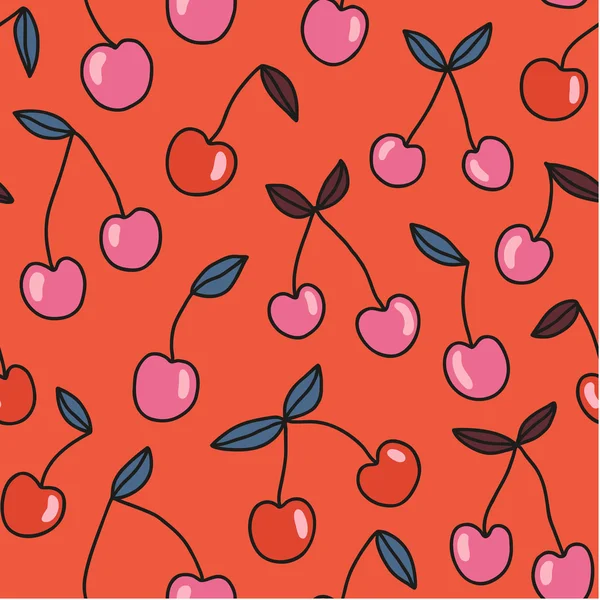 Bright cherry seamless pattern — Stock Vector