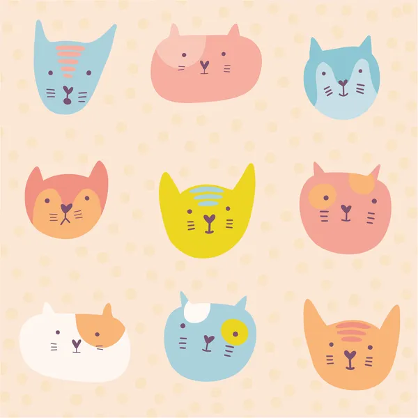 Cute childish pattern with cartoon cats — Stock Vector