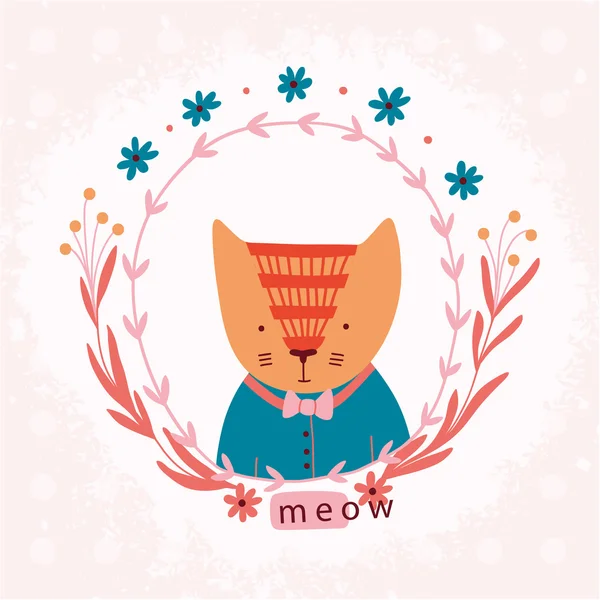 Cute cat with  bow — Stock Vector