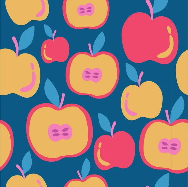 Frukt sömlös vektor mönster. abstrakt bakgrund med äpplen — Stock vektor