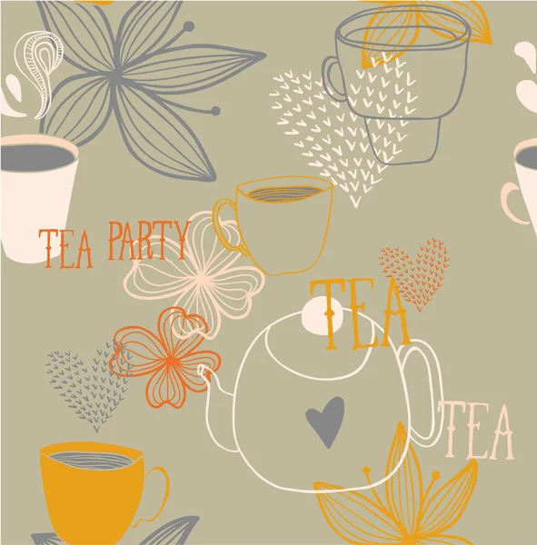 Hermosa fiesta de té fondo — Vector de stock