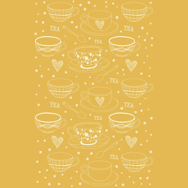 Amour thé motif sans couture — Image vectorielle