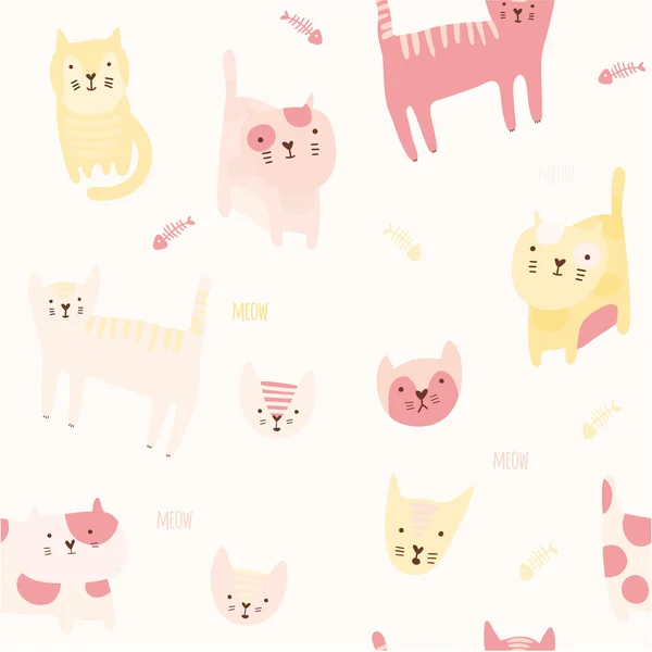 Ensemble de chats de dessin animé mignon. — Image vectorielle