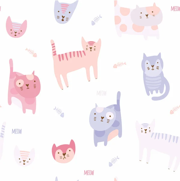 Conjunto de bonito desenhos animados gatos. —  Vetores de Stock