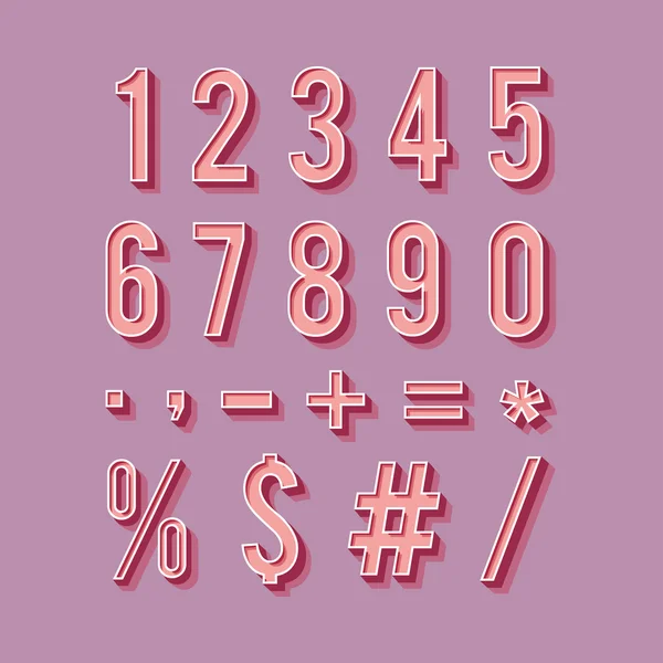 Set of retro numbers and symbols — Stock Vector