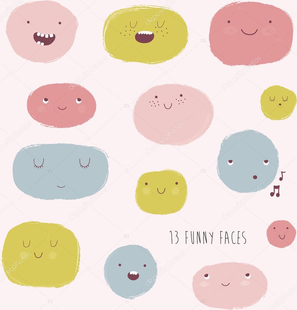 Funny happy smiley faces