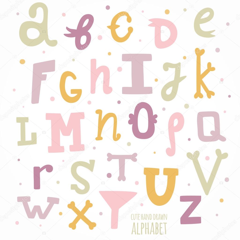 Multicolor hand drawn alphabet