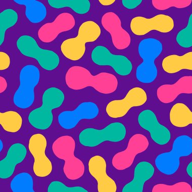 Çok renkli şekilli süper şirin, dikişsiz desen. Keskin şekilli modern doku. Geometrik arkaplan