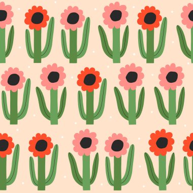 Güzel el çizimi çiçek deseni. Kusursuz çiçek dokusu. Cesur çiçekli basit ve zarif bir arkaplan.