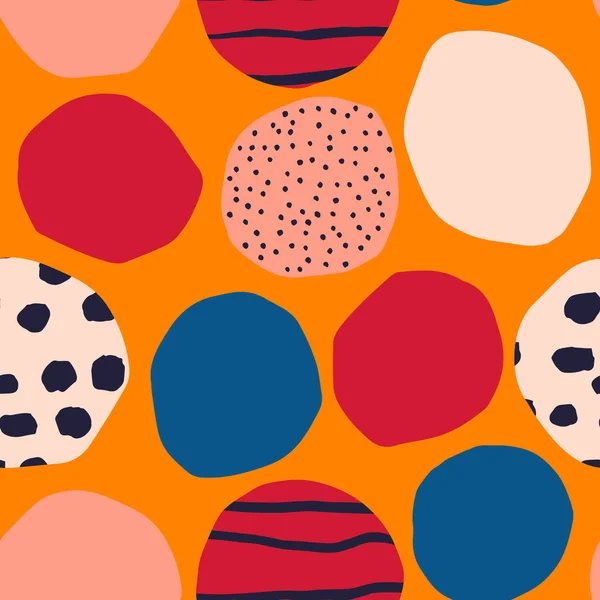 Vector Seamless Pattern Circles Ink Texture Bright Bold Background Modern — ストック写真