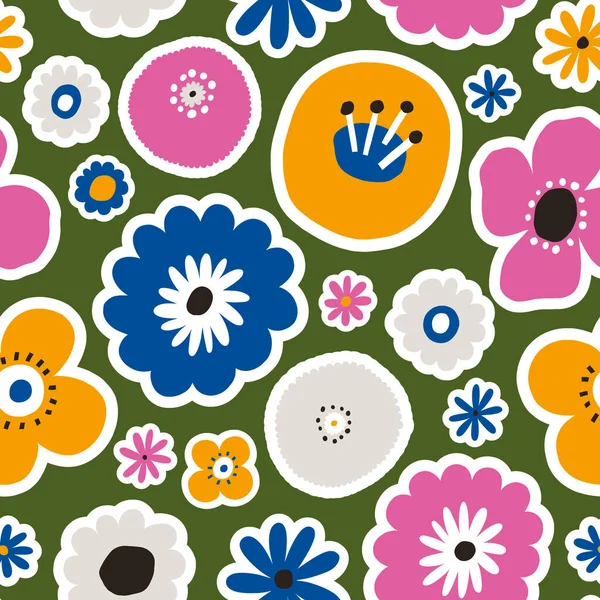 Gyönyörű Virágvektor Zökkenőmentes Minta Botanikai Textúra Különböző Virágokkal — Stock Fotó