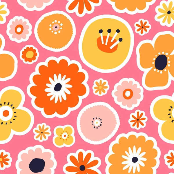 Beautiful Floral Vector Seamless Pattern Botanical Texture Different Flowers — стоковое фото