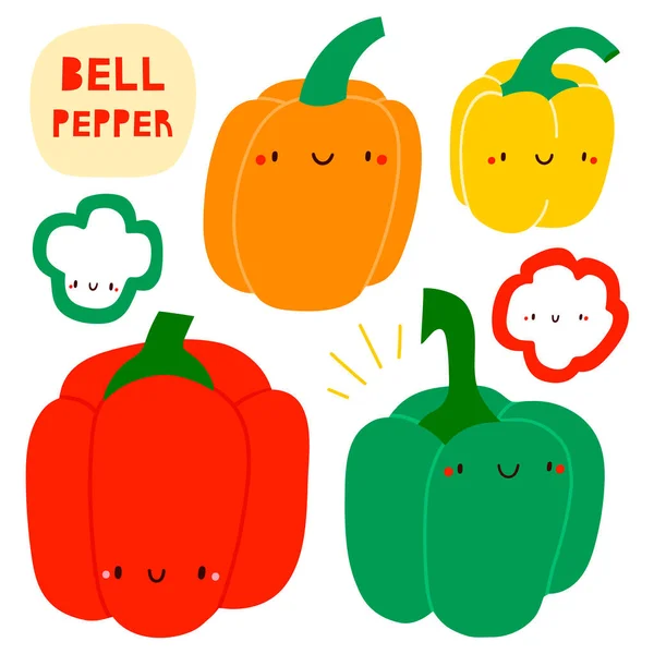 Super Ładny Zestaw Wektor Inny Ręcznie Rysowane Bell Pepper Sezonowy — Zdjęcie stockowe
