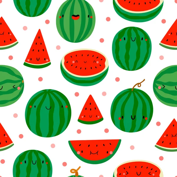 Super Cute Seasonal Pattern Watermelon Summer Seasonal Fruit Background Smiley — Stock Photo, Image