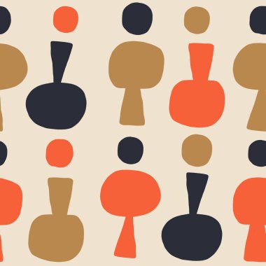 Soyut organik şekilli, kusursuz bir vektör deseni. Sevimli ve naif bir el çizimi.