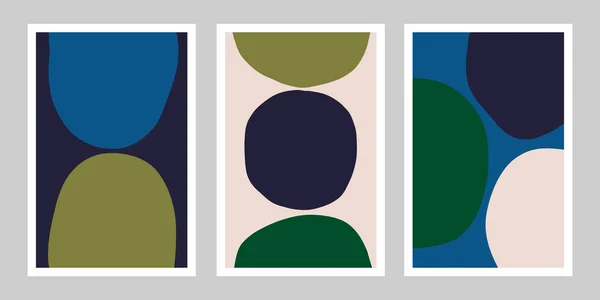 Beautiful Wall Art Different Shapes Abstract Triptych Vector Decoration Set — ストックベクタ