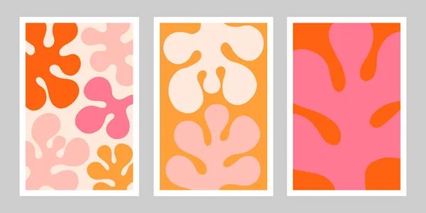 Настенный Дизайн Абстрактный Триптих Композиции Органическими Фигурами Ручной Работы Векторное — стоковый вектор
