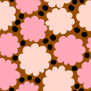 Vector abstract floral pattern. Cute and simple texture with hand drawn round shapes. Colorful background in retro style