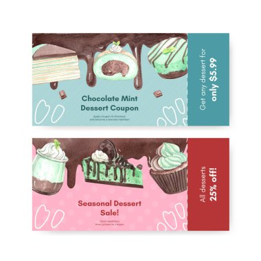 Nane şekerli çikolata şablonu, suluboya stil.