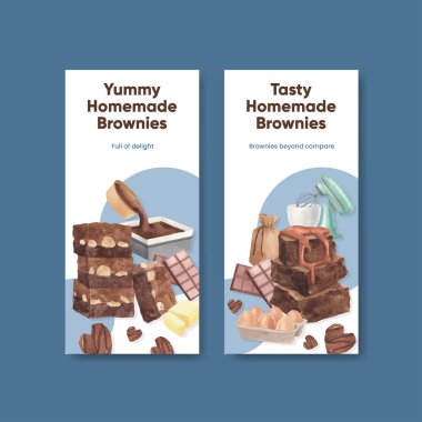 Ev yapımı browni konsepti olan el ilanı şablonu, suluboya stil
