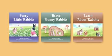 Şirin tavşan konsepti ve suluboya ile pankart şablonu