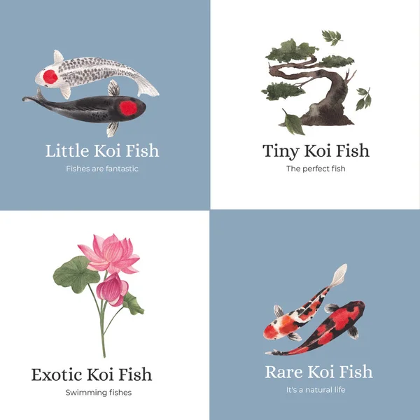 Modelo de facebook com conceito de peixe koi, estilo aquarela.