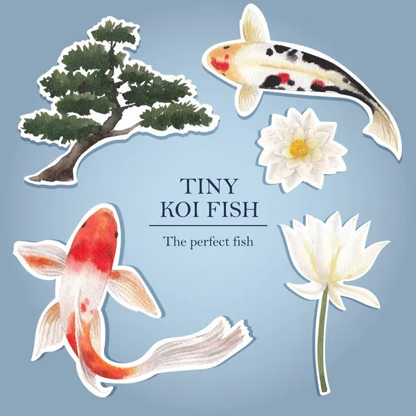 Modelo de facebook com conceito de peixe koi, estilo aquarela.