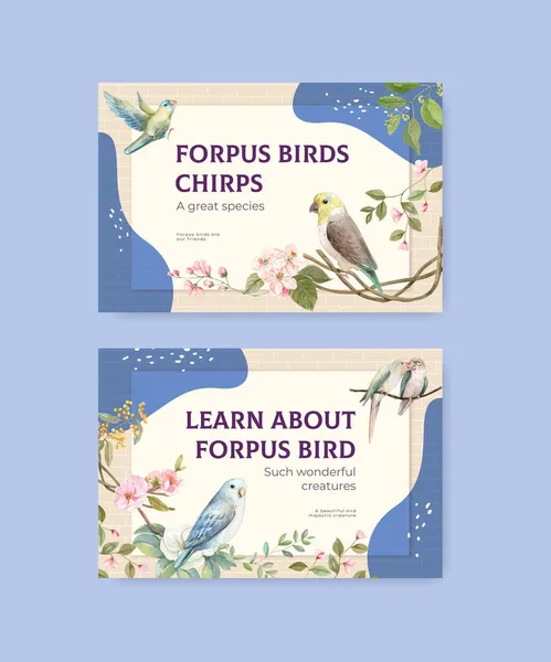 フォルプス鳥のコンセプト 水彩風のFacebookテンプレート — ストックベクタ
